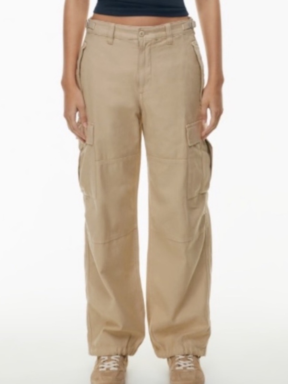 TNA Surplus Division Cargo Pants Size 4 High Rise Wide Leg Adjustable Waist Tan